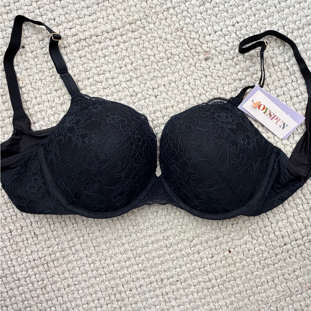 Women’s Black Joyspun Lace Push Up Bra NWT Padded 40C